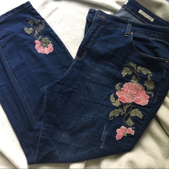 Denim - Plus Size Embroidered Denim Jeans